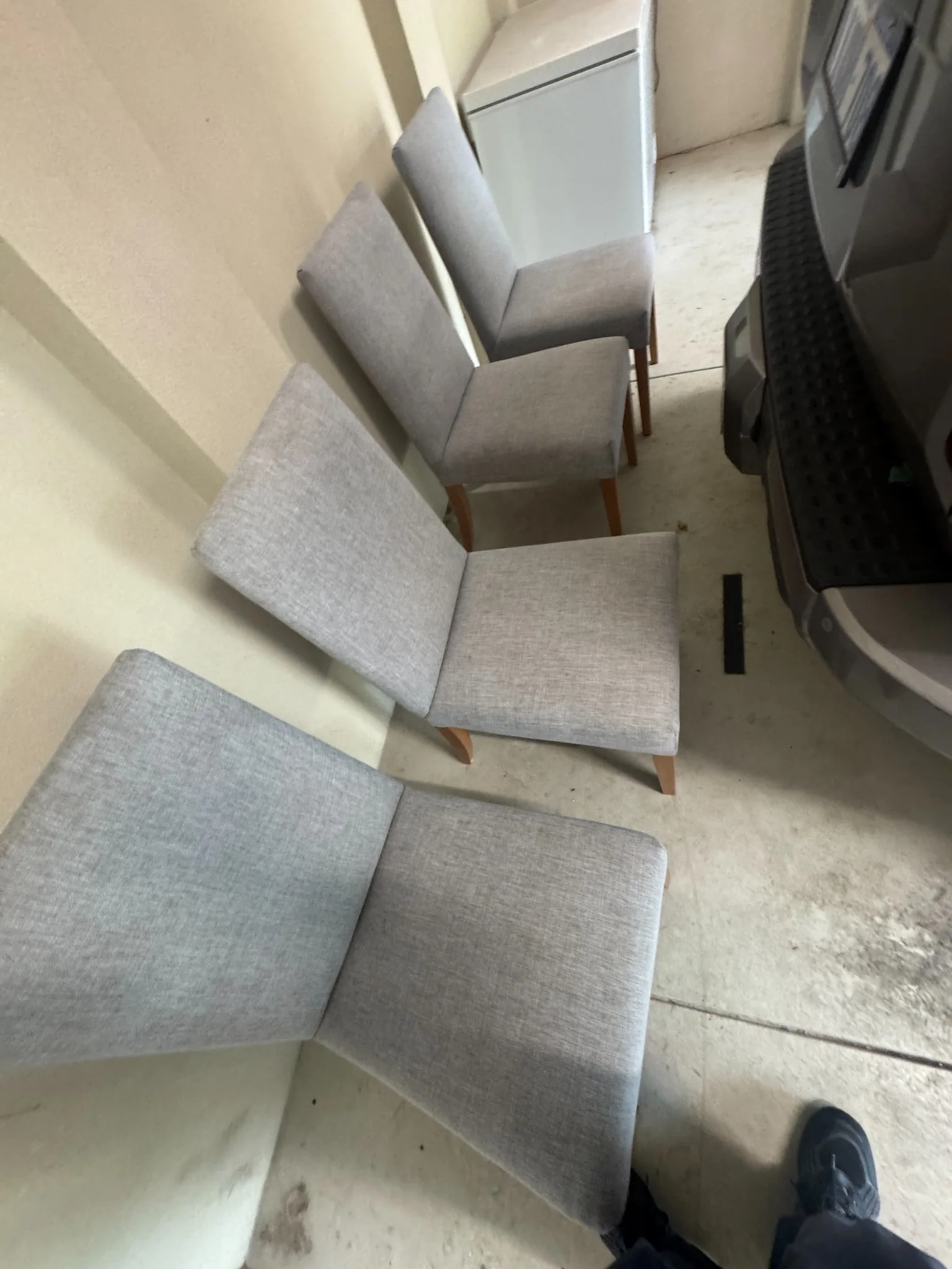 Freshly cleaned dining chair seat