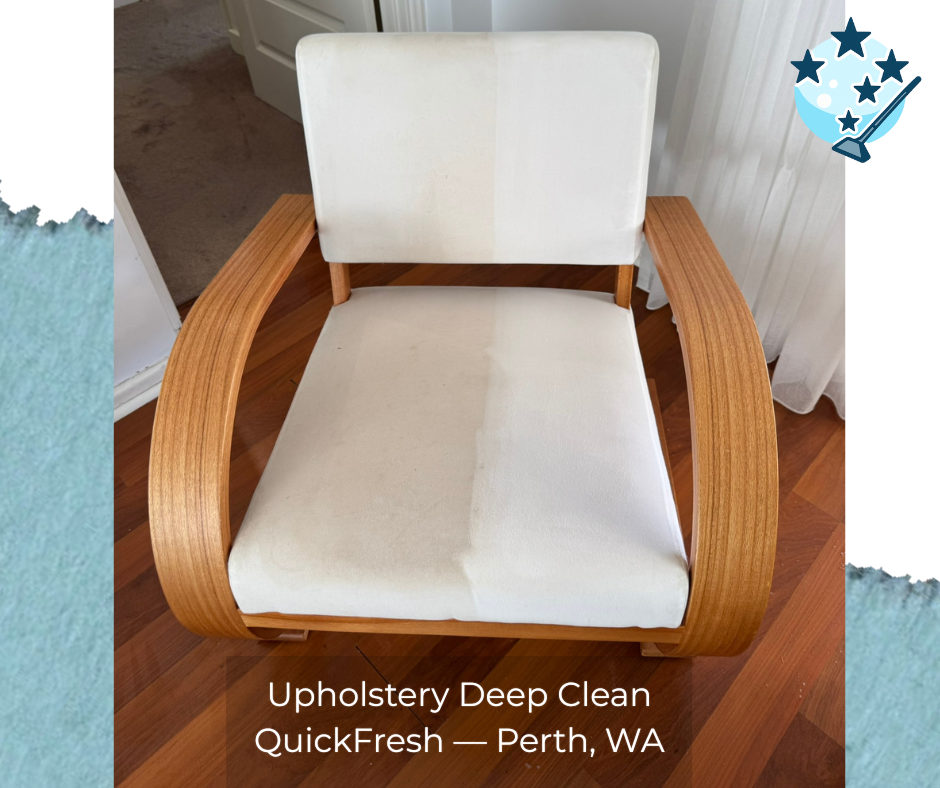 Before and after sofa cleaning result in Perth living room by QuickFresh