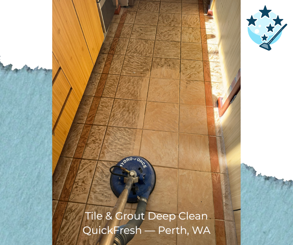Before and after tile and grout cleaning result in Perth by QuickFresh